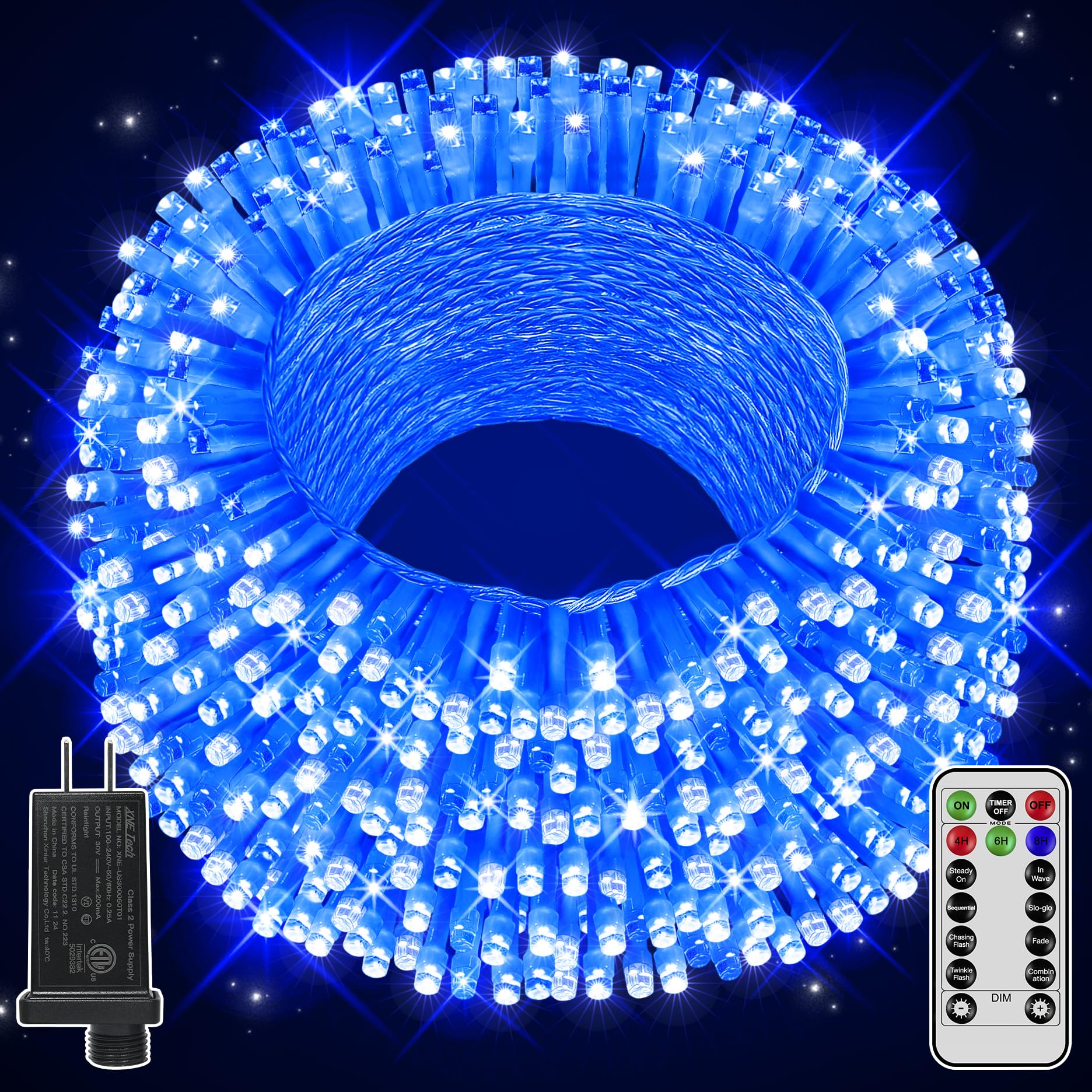 328FT 1000 LED Christmas Lights Outdoor Waterproof, Timer & Memory Function, 8 Modes Warm White String Lights Plug in Twinkle Lights for Xmas Tree Holiday Garden Party Decor